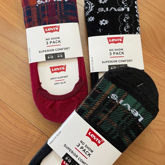 Levi's Accessories - 3 PACKS included. SIZE 8-12 Levi's NO SHOW 3 Pair Superior Comfort Socks!